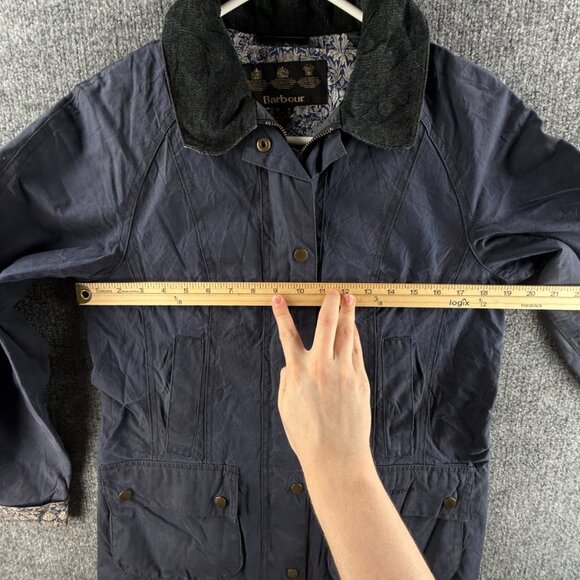 Barbour Waxed Jacket Women Full Zip Ladies Wax Cotton Templates Size 6 US Canvas - Picture 7 of 16